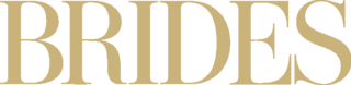 Stylized, elegant lettering spells out "BRIDES" in a luxurious gold tone, conveying a sense of sophistication and celebration.
